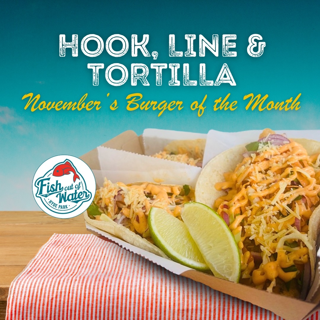 burger of the month, November 2025 burger, Hook, Line & Tortilla